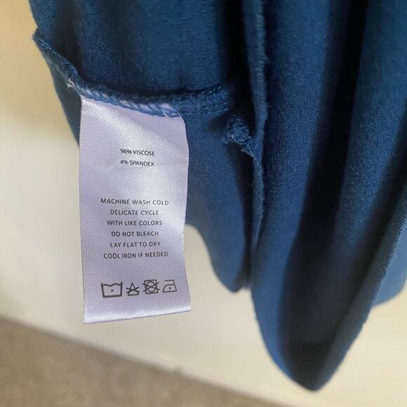 Lilla P Cowl Mini Dress Size S Blue Lagoon Viscose Stretch Shift Sustainable - Picture 9 of 11